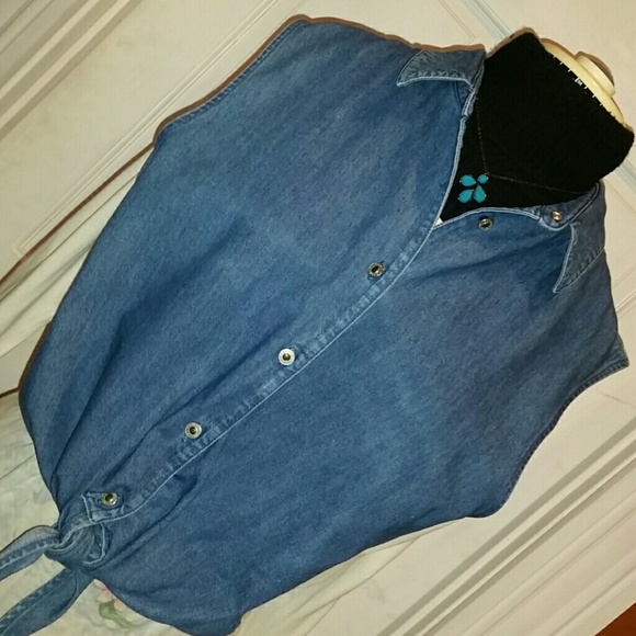 Denim Tie-front Top