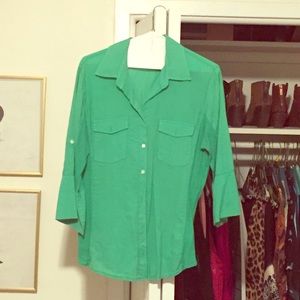 Sea foam green James Perse 3/4 button down