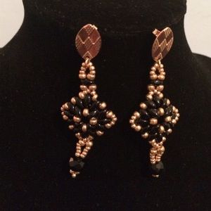 Black and gold beaded earrings