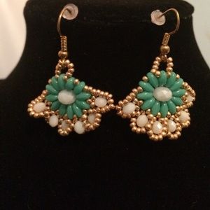 Flower shaped beaded earrings