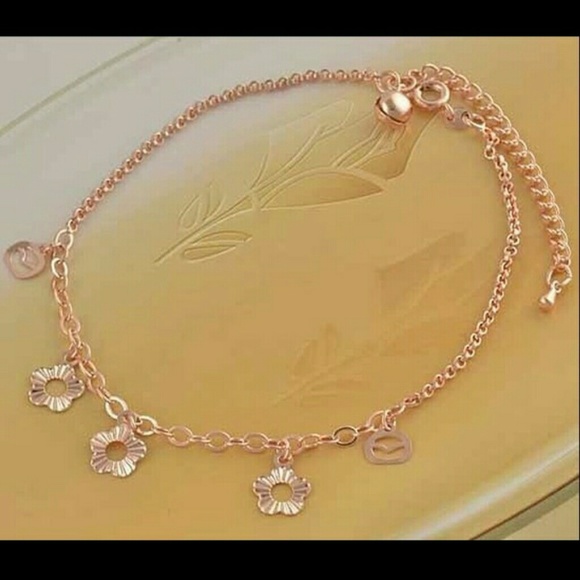 Real 9k rose gold boho chic daisy anklet