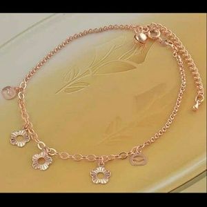 Real 9k rose gold boho chic daisy anklet