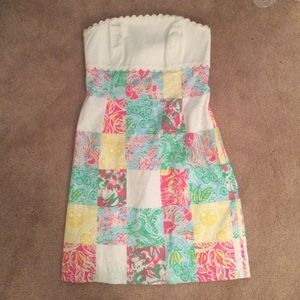 Lily pulitzer strapless patchwork dress