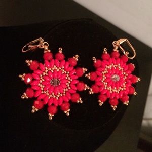 Red beaded earrings