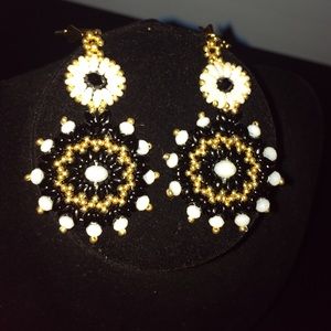 Black white and gold earrings