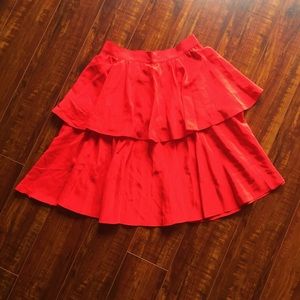 VINTAGE RED SILK RUFFLE SKIRT