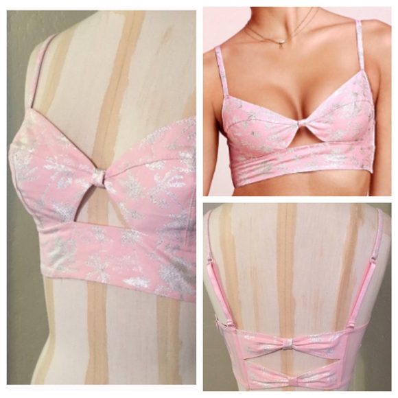 Victoria's Secret Tops - VS Designer crop top pink w/metallic bow back!