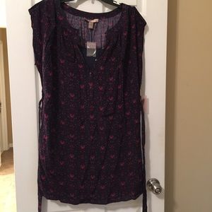 Forever 21 Dark Plum Floral Print Dress Size Small