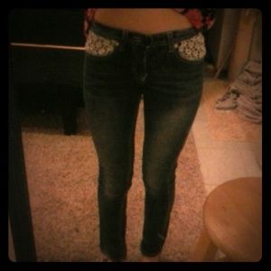 Lace skinny jeans