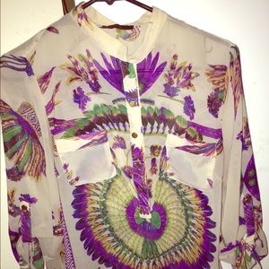 Sheer printed statement blouse