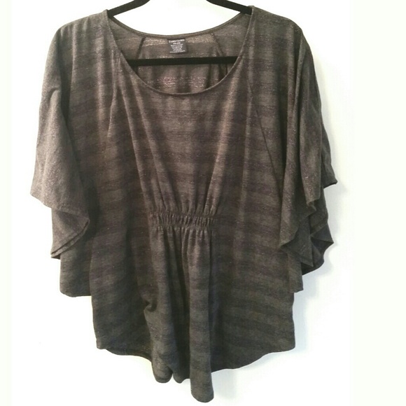 Faded Glory Tops - Faded Glory Black & Metallic Batwing Tee XXL