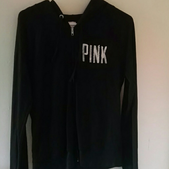 PINK Victoria's Secret Tops - PINK Black Zip Up Hoodie