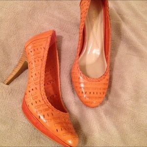Orange Woven Pumps
