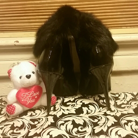 SeXy Black Patent Leather Boots w/FuR Trim Size 8M - Picture 4 of 4