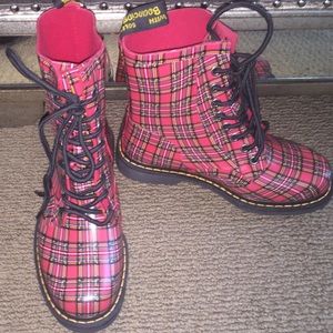 Red plaid doctor martins