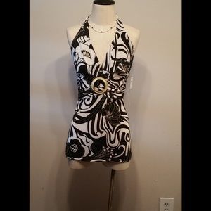 Black and white Kiwi Halter Blouse