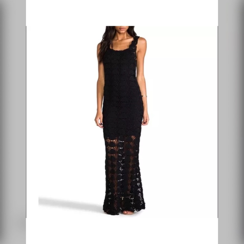 lovers + Friends Gemma Crocheted Maxi dress black