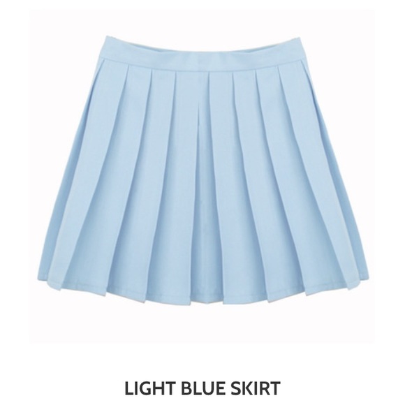 Light blue pleated skirt