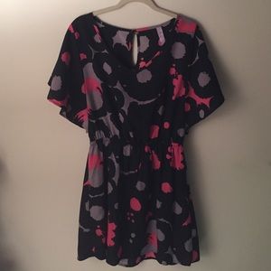 Navy blue and neon pink tunic top