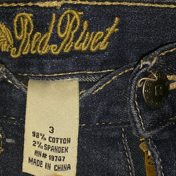 Red Rivet Destroyed Skinny Capris - Picture 3 of 4