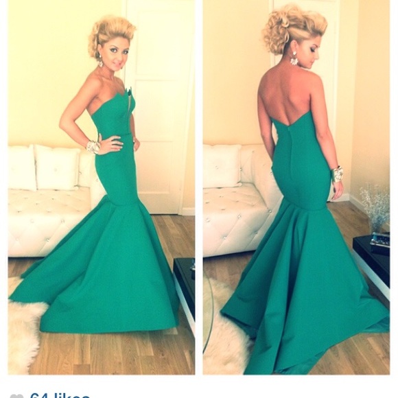 Dresses & Skirts - SOLD! Emerald Green Bespoke Karoza Couture Gown