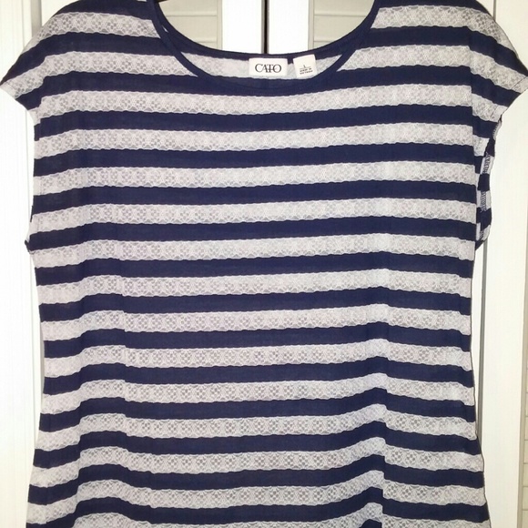 Navy and white striped blouse - Picture 1 of 2