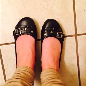 Black Silver Studded Flats(Worn once)