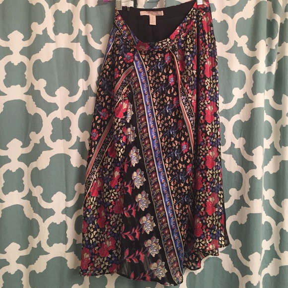 Floral satin midi skirt