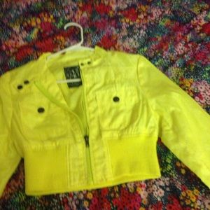 Neon yellow crop rain jacket