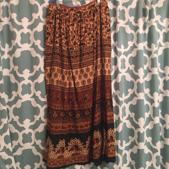Brown maxi skirt.