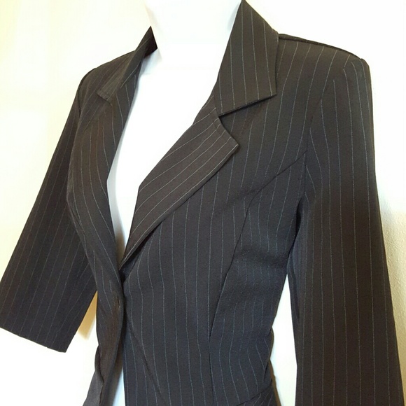 Black Striped Padded Blazer - Picture 1 of 4