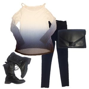 Ombré hi-low shirt with shoulder cutouts