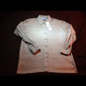 Gold metallic cardigan with gold buttons