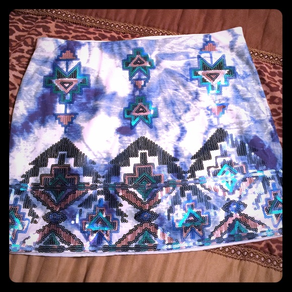 Express Dresses & Skirts - Blue Aztec print skirt