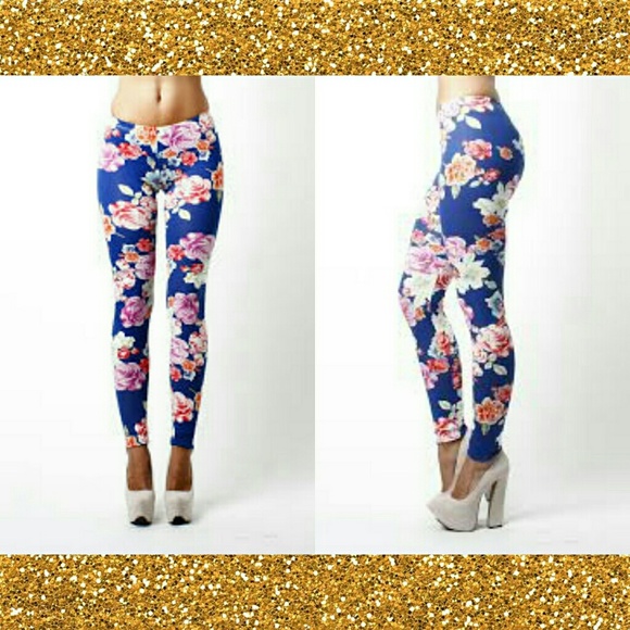 Blue flower leggings