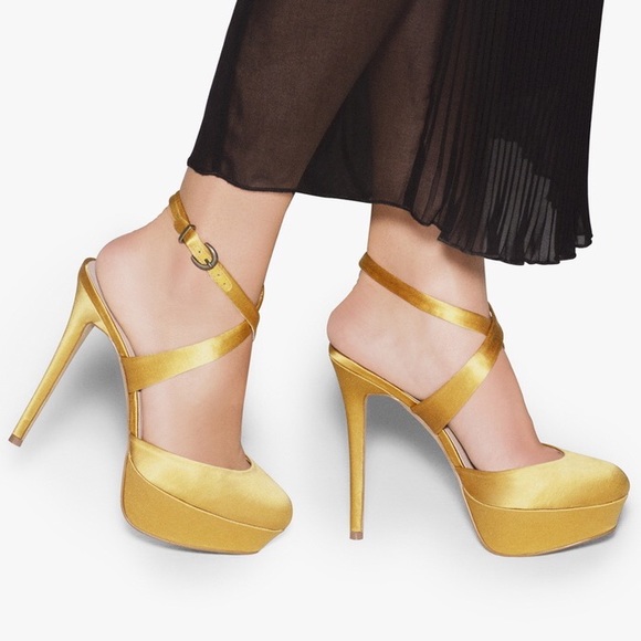 Shoemint Sadie Yellow Satin Heel
