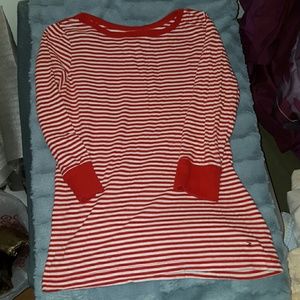 Red & white stripe 3/4 sleeve shirt