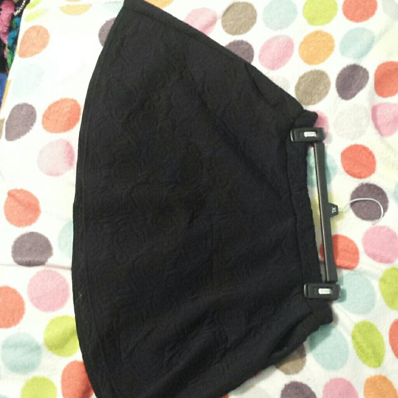 Black floral stitched circle skirt