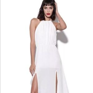 Lovers+friends white smokin hot halter maxi