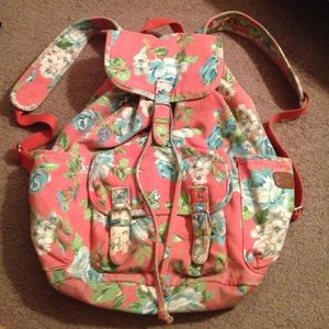 Aeropostale coral floral book bag
