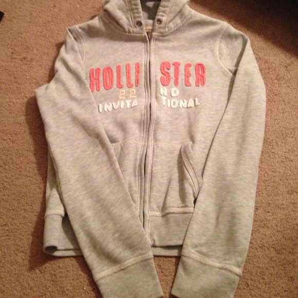 Grey Hollister zip up jacket