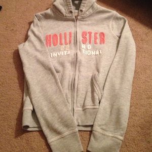 Grey Hollister zip up jacket