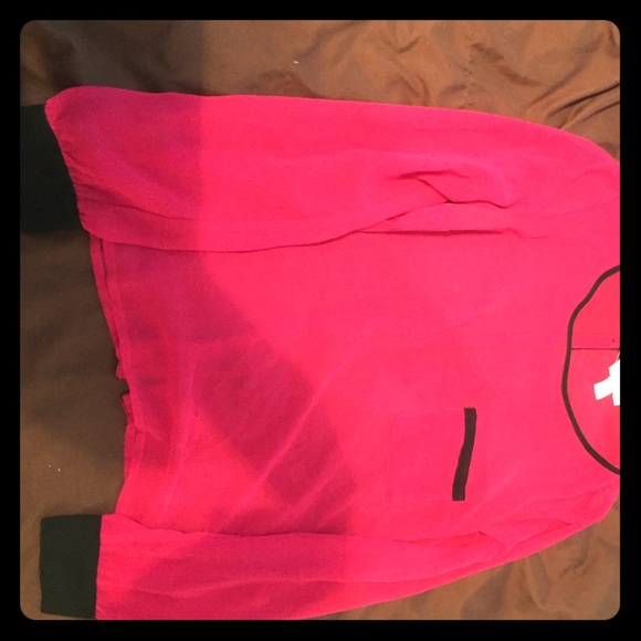 Sheer pink top with button back