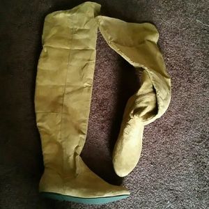 Tan thigh high boots