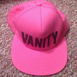 Pink Vanity SnapBack hat with floral brim inside