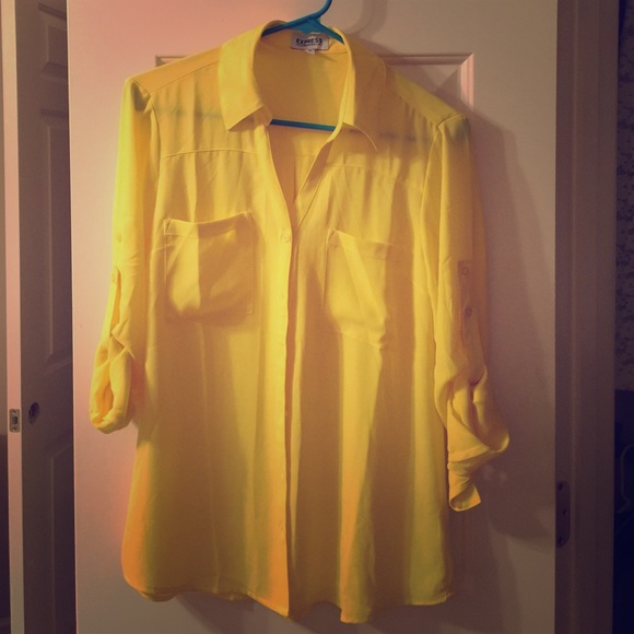 Express Yellow Button Down - Picture 1 of 3