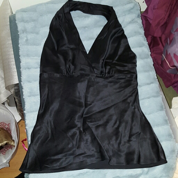 Black silk halter