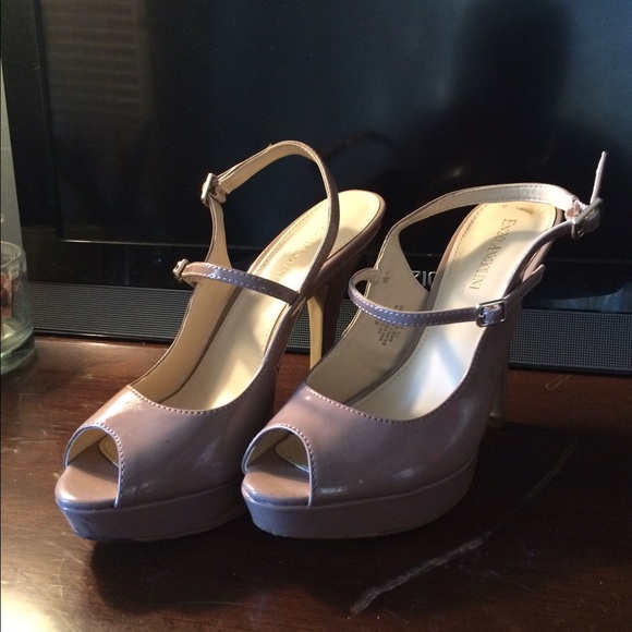 Nude patent leather heels