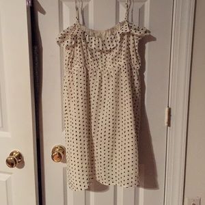 Flowy cream and black polka dot dress