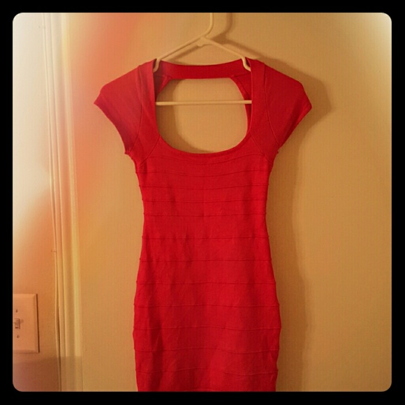 Hot pink body con dress